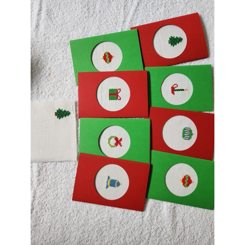 Finished Completed Cross  Finished Stitch Christmas  lot of 8 with envelopes